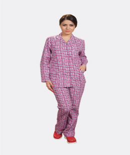 HST 110-Desenli Bayan Hasta Pijama Takımı Terikoton